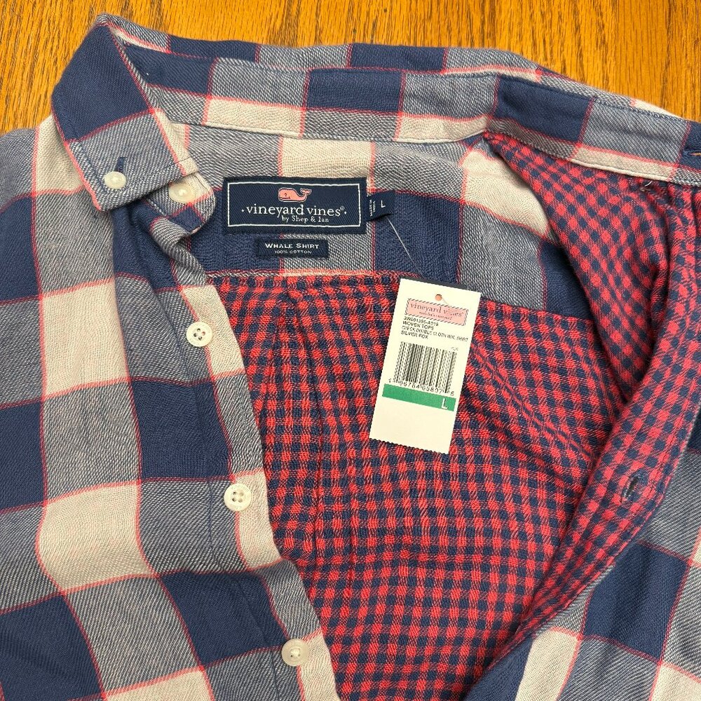 Vineyard Vines flannel whale shirt size large new with tags